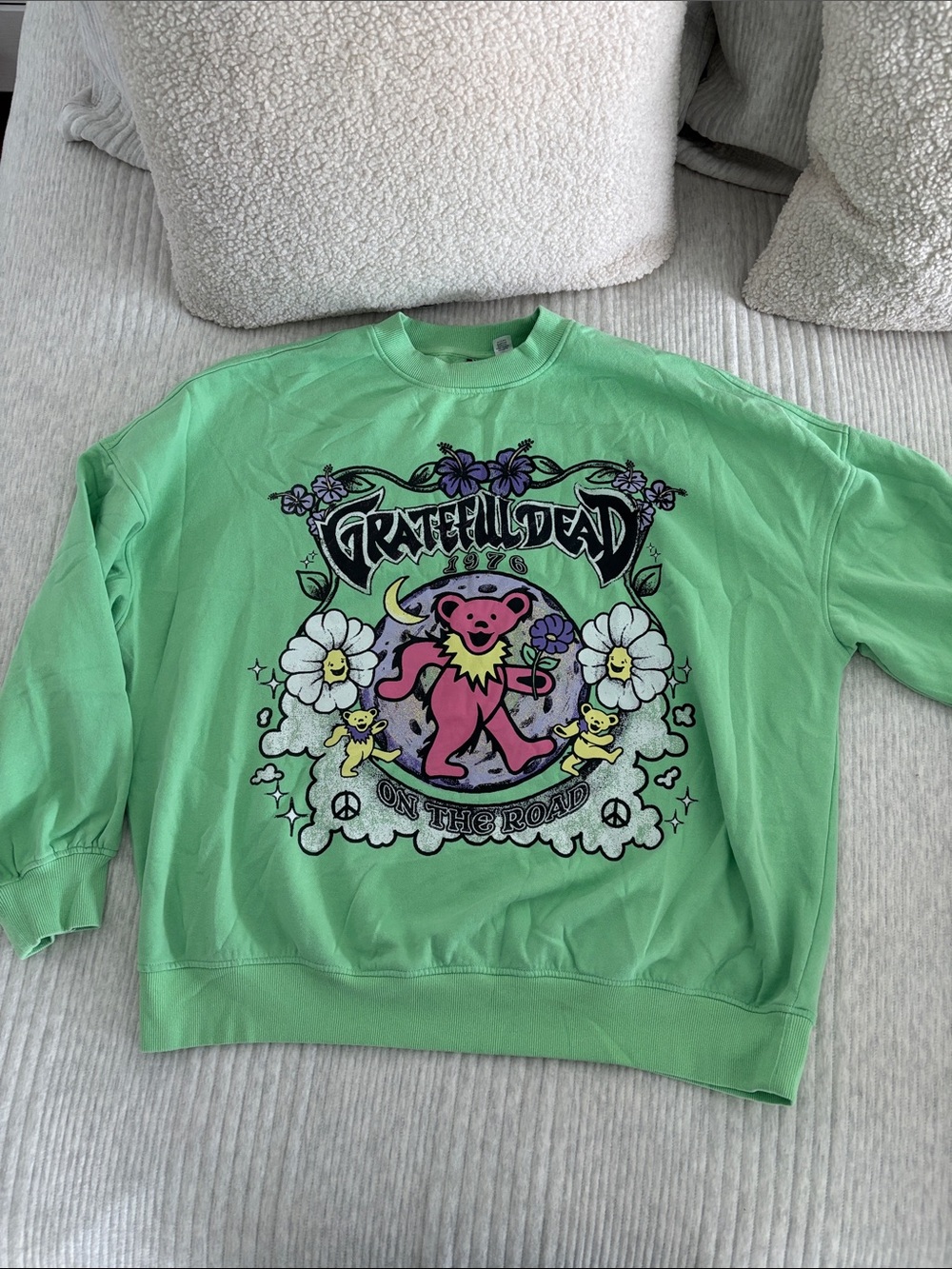 Grateful Dead Lime Green Dancing Bear Graphic Sweatshirt